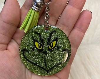 The Grinch face keychain
