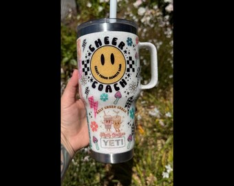 Cheer Coach collage glitter epoxy yeti 32 oz cup