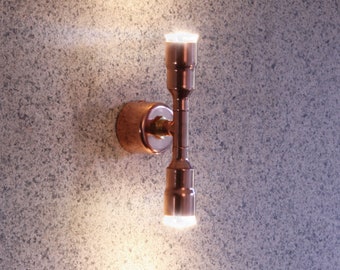 Aplique de pared de cobre, lámpara de pared doble, lámpara led, luz minimalista montada en la pared, aplique industrial de 2 luces, lámpara de noche, foco