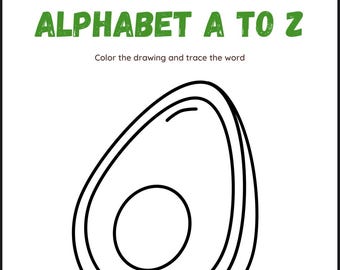 Alphabet A to Z Fruit Coloring Pages | Printable ABC Tracing Worksheets | Learn Letters & Fruits | Instant Download