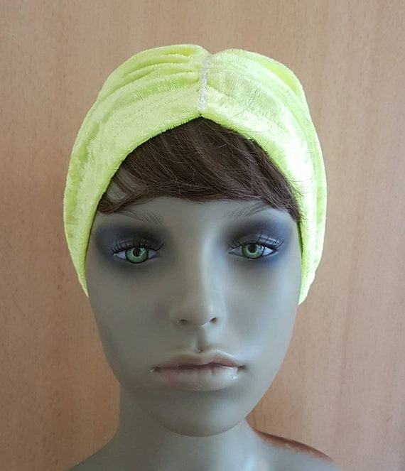Bright Yellow Beaded Turban Headwrap Women Turban Cap Beaded Headscarf Beanie Twisted Braid Wrap  main image 2