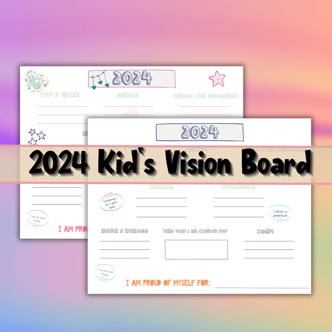 2024 Kid's Vision Board Vision Board for Children Goal Setting Future ...
