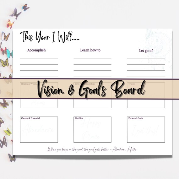 Vision Board Template Goal Board PRINTABLE Goal Setting | Etsy