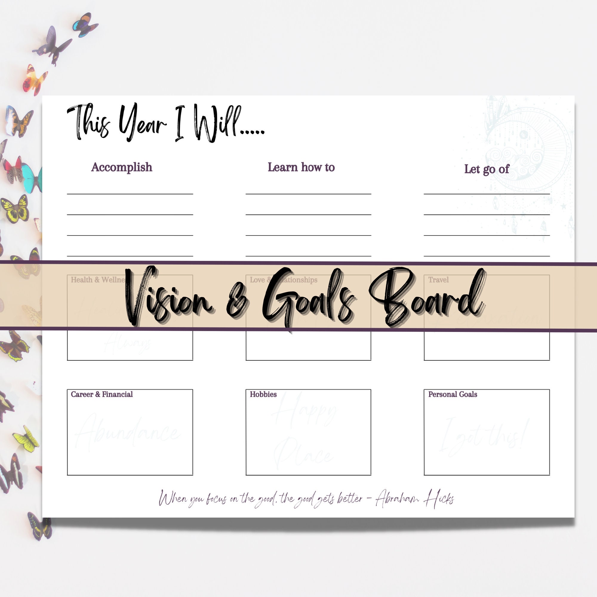 Vision Board Template Goal Board PRINTABLE Goal Setting - Etsy