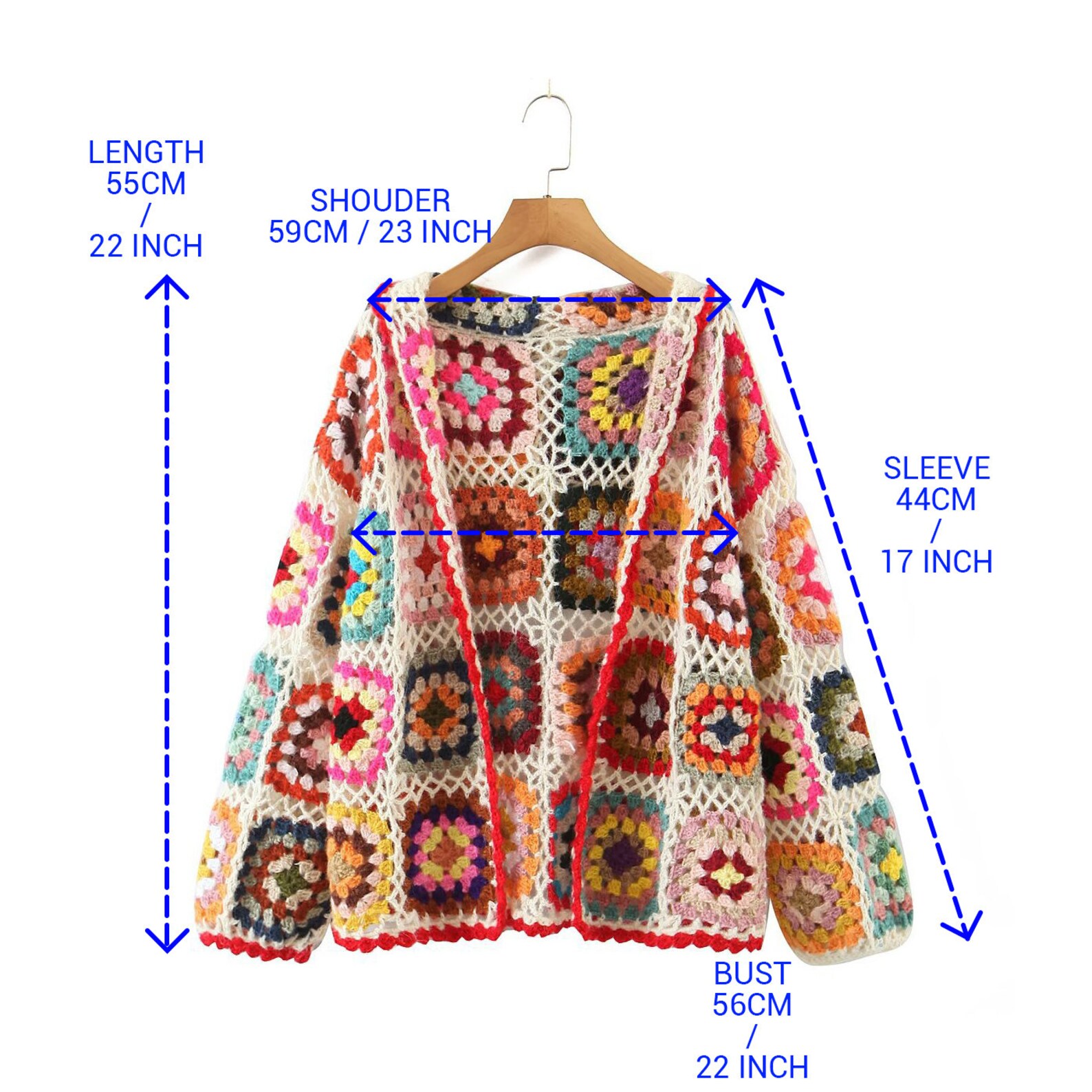 Granny Square Crochet Cardigan Handmade Crochet Jacket Etsy