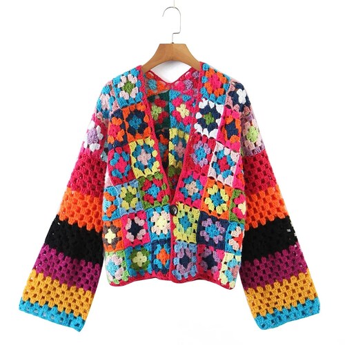 Granny Square Cardigan Handmade Crochet Jacket Crochet Etsy