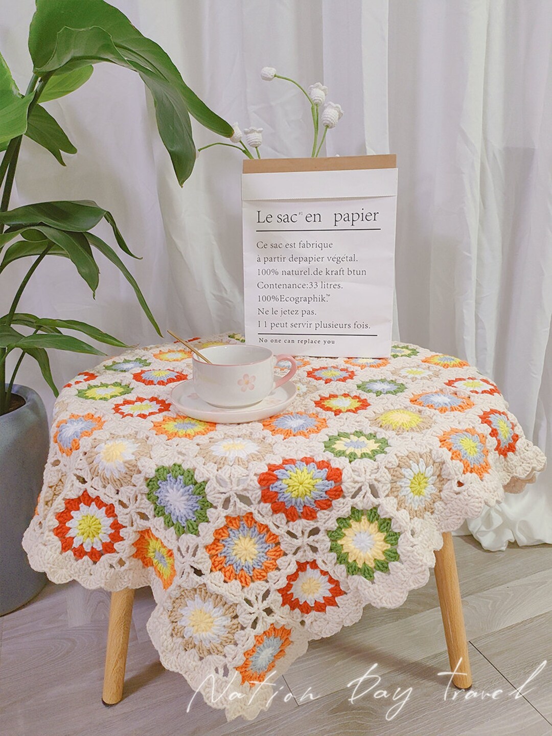 Granny Square Tablecloth Crochet Table Cloth Crochet Table Etsy