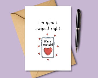 Swipe Right Valentine's Card: Funny Anniversary Gift (Digital Download)