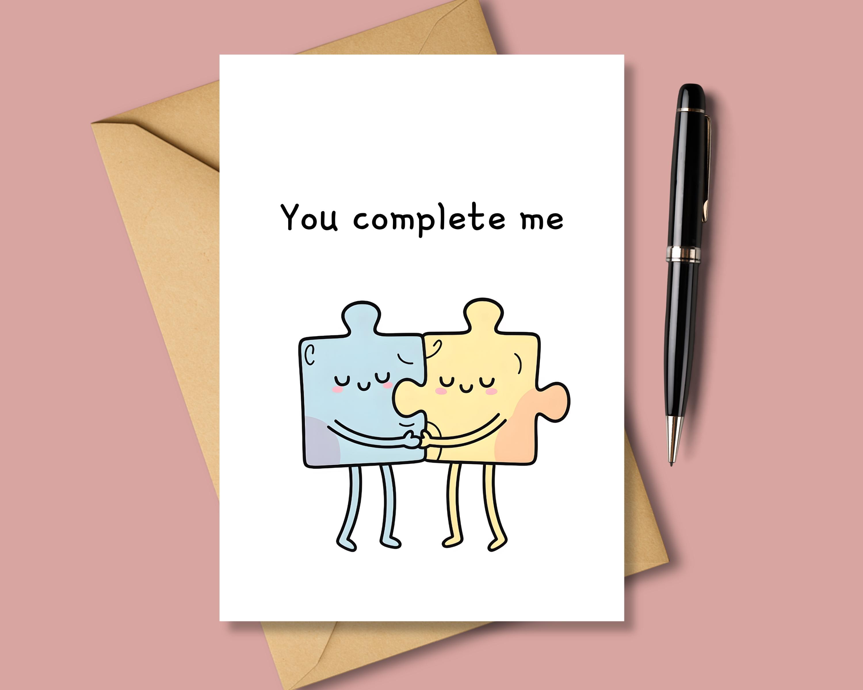 Puzzle Piece Hug Card: You Complete Me Printable (digital Download