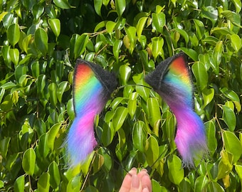 Rainbow cat ears headband/mini kitten ears/smallkitty ears/medium cat ears costume headband