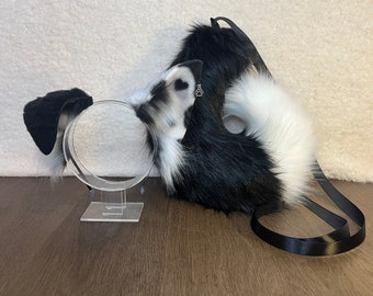 Black and white mix colour puppy ears and tail/kanine ears and tail
