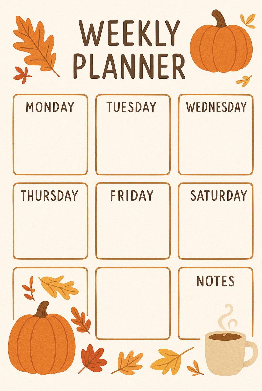Fall Printable/ Downloadable Weekly Planner - Etsy
