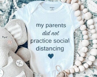 Social Distancing Baby Onesie: Custom Text, Personalized Shower Gift