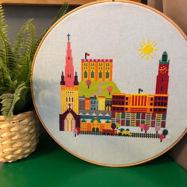 vibrant city - Norwich cross stitch PDF pattern