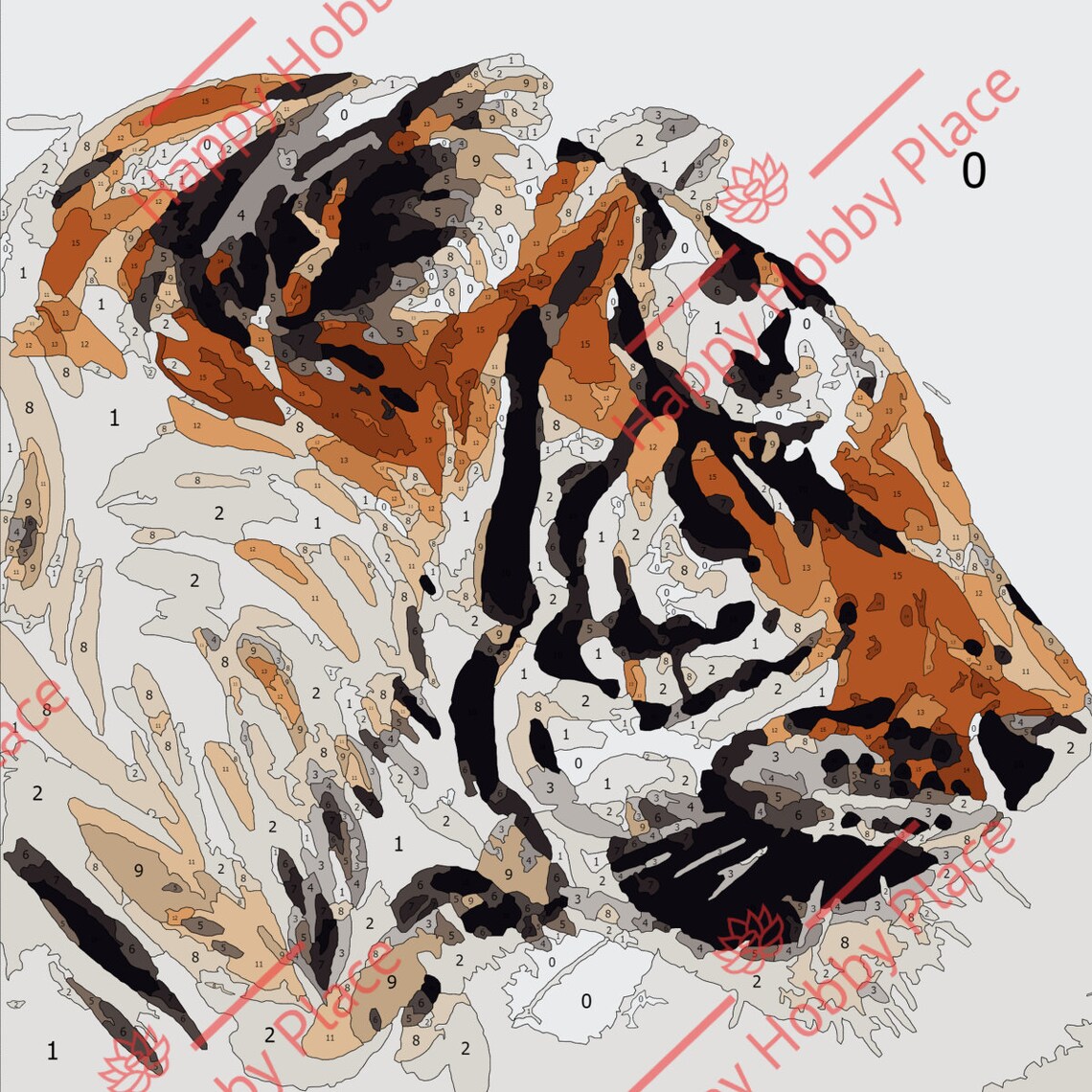 Painting by Numbers Tiger DIY Painting Digital Download Etsy