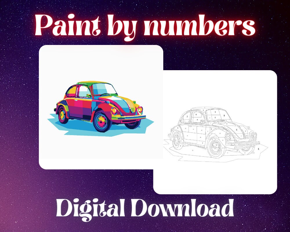Painting by Numbers Colorful Car DIY Painting Digital Etsy UK