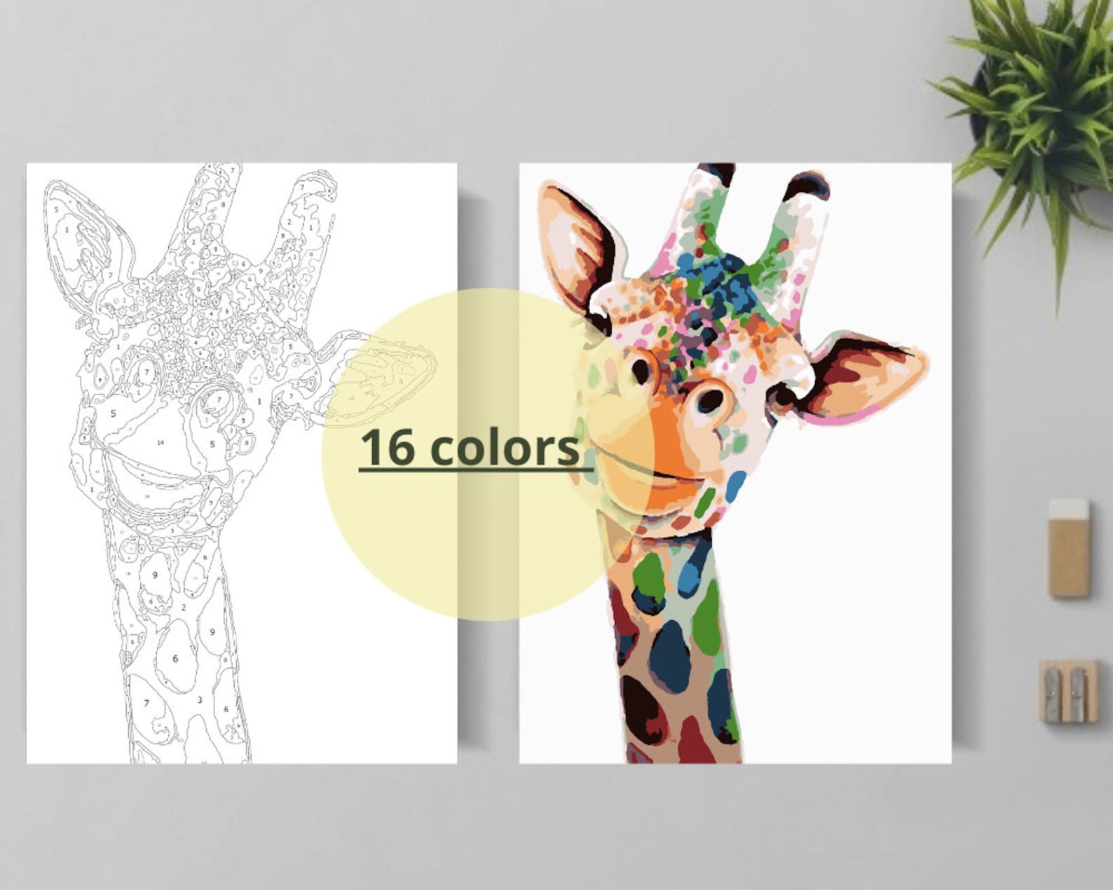 Painting by Numbers Giraffe Colorful Giraffe DIY Etsy UK