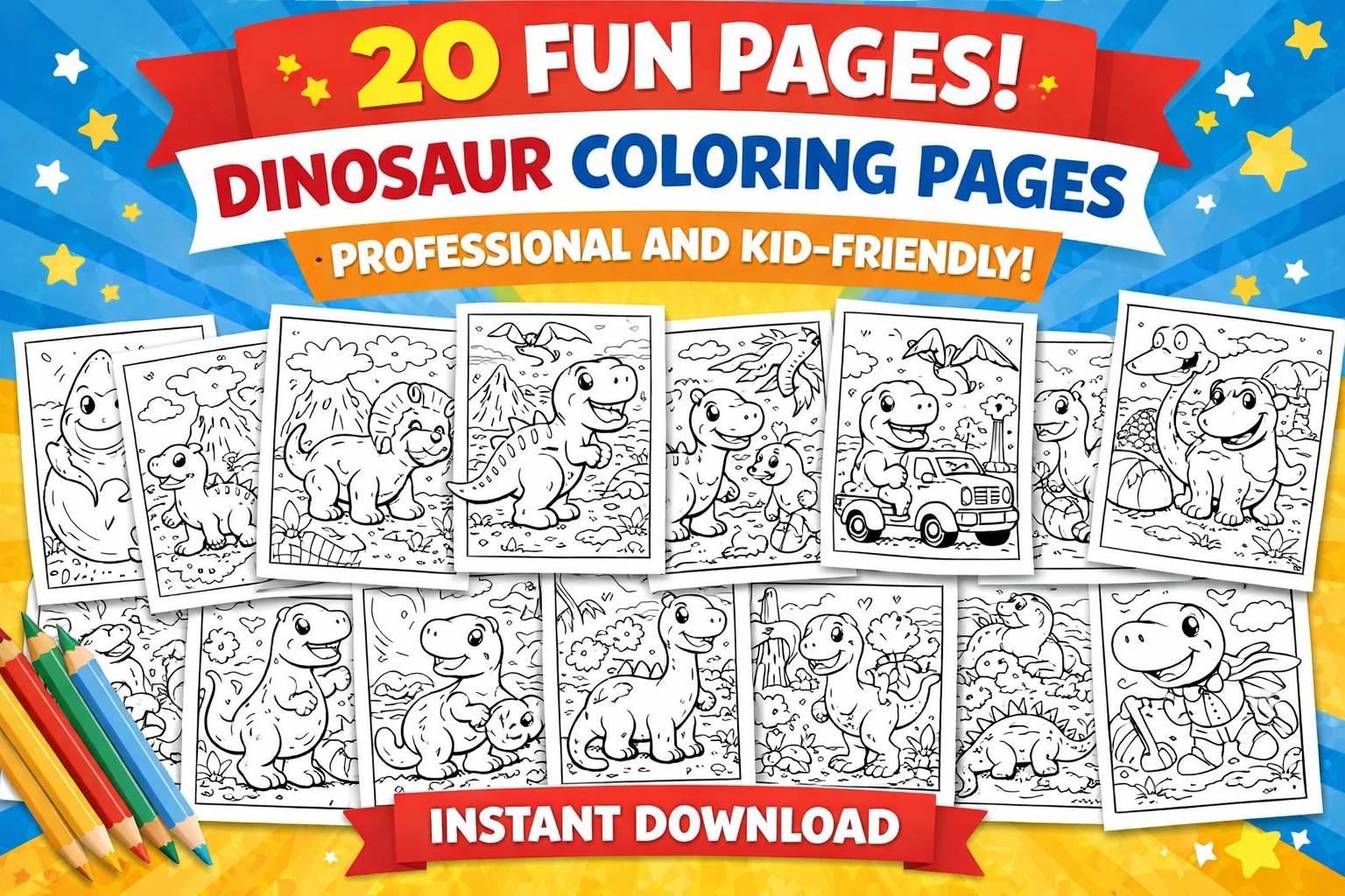 Dinosaur Coloring Pages for Kids | 20 Fun Printable Dino Activity ...