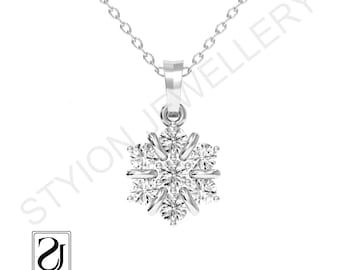 925 Sterling Silver Pendant Necklace, diamond pendant necklace, best gift for her, round cz diamond necklace, Free Shipping