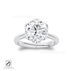 Elegant 925 Sterling Silver CZ Diamond Solitaire Ring