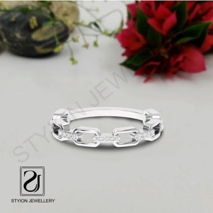 Diamond Ring, Sterling Silver Stacking Rings, Silver Bridal Jewelry, Bridesmaid Gift