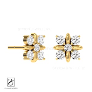 14k Solid Stud earring, minimalist Stud earring for her, Gift for her