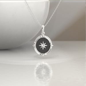 Sterling Silver Onyx Star Pendant Necklace: Celestial Jewelry
