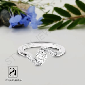 5.00mm round moissanite ring, GRA certified moissanite ring,  solitaire ring for her, engagement gifts