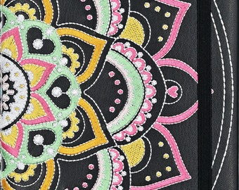 Mandala Embroidery Faux Leather Journal