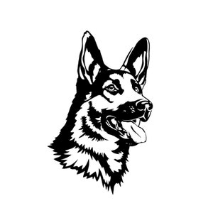 German Shepherd Dog Pup Portrait Instant Download includes Cricut, Cameo Silhouette SVG Cut File, JPEG Printable Image, PNG Transparent File