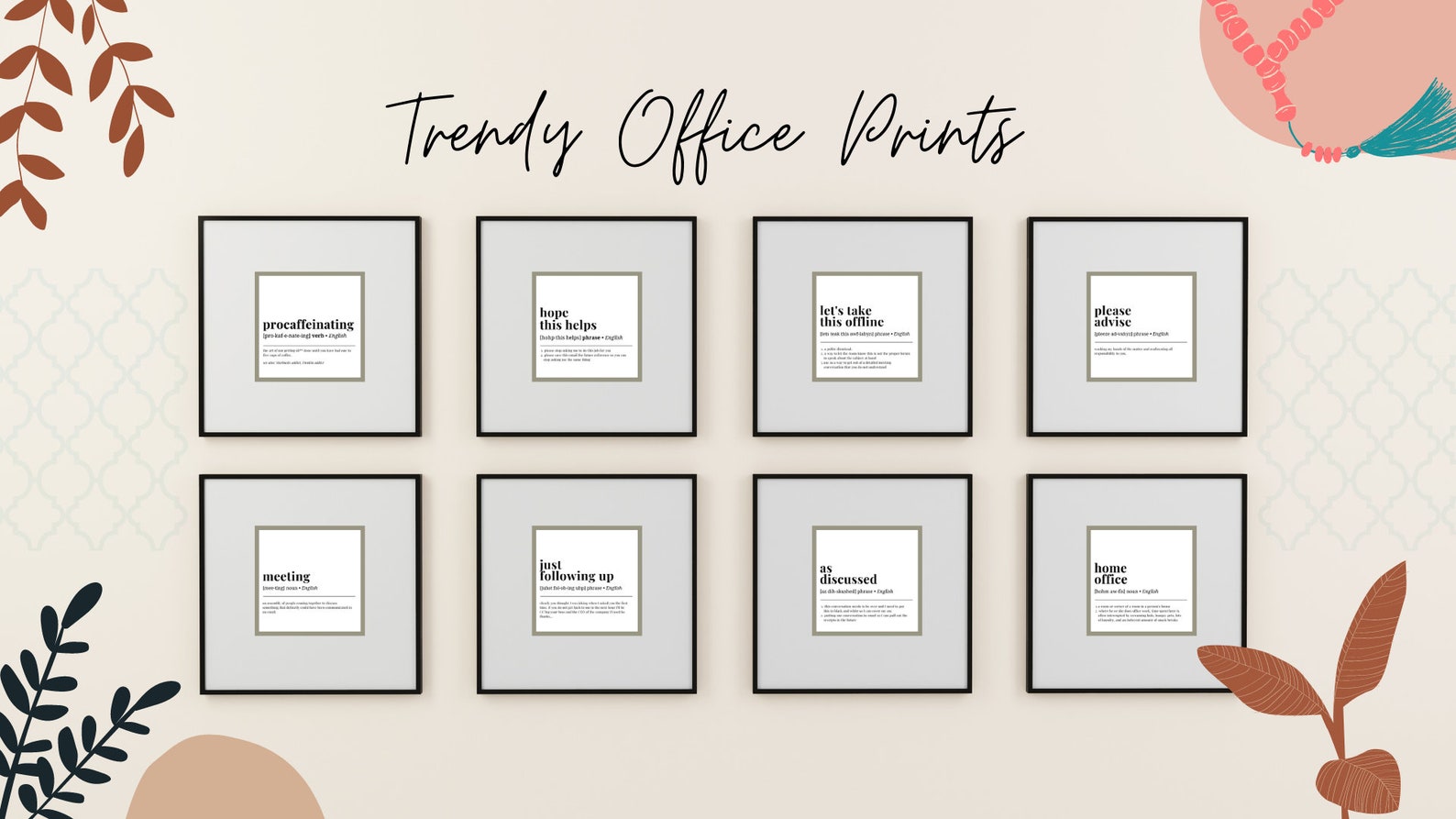 Office Wall Art Set 9 PRINTABLES Mega Bundle Home Office - Etsy