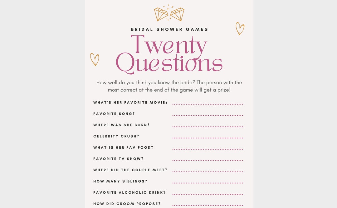 Bridal Shower Game, Engagement Party Game, Printable Engagement Party Game, Game for Engagement Party, Wedding Shower Games - Etsy for Free Printable Engagement Party Games