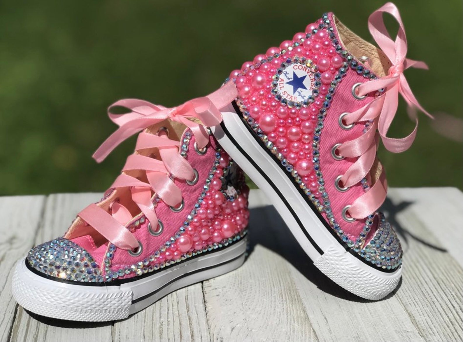 Kids Chucks With Pearls Etsy