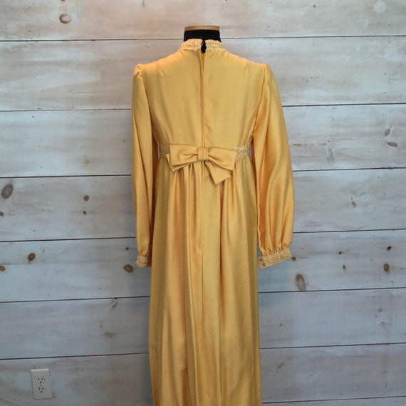 Vintage 1960s gown gold high collar long sleeve p… - image 2