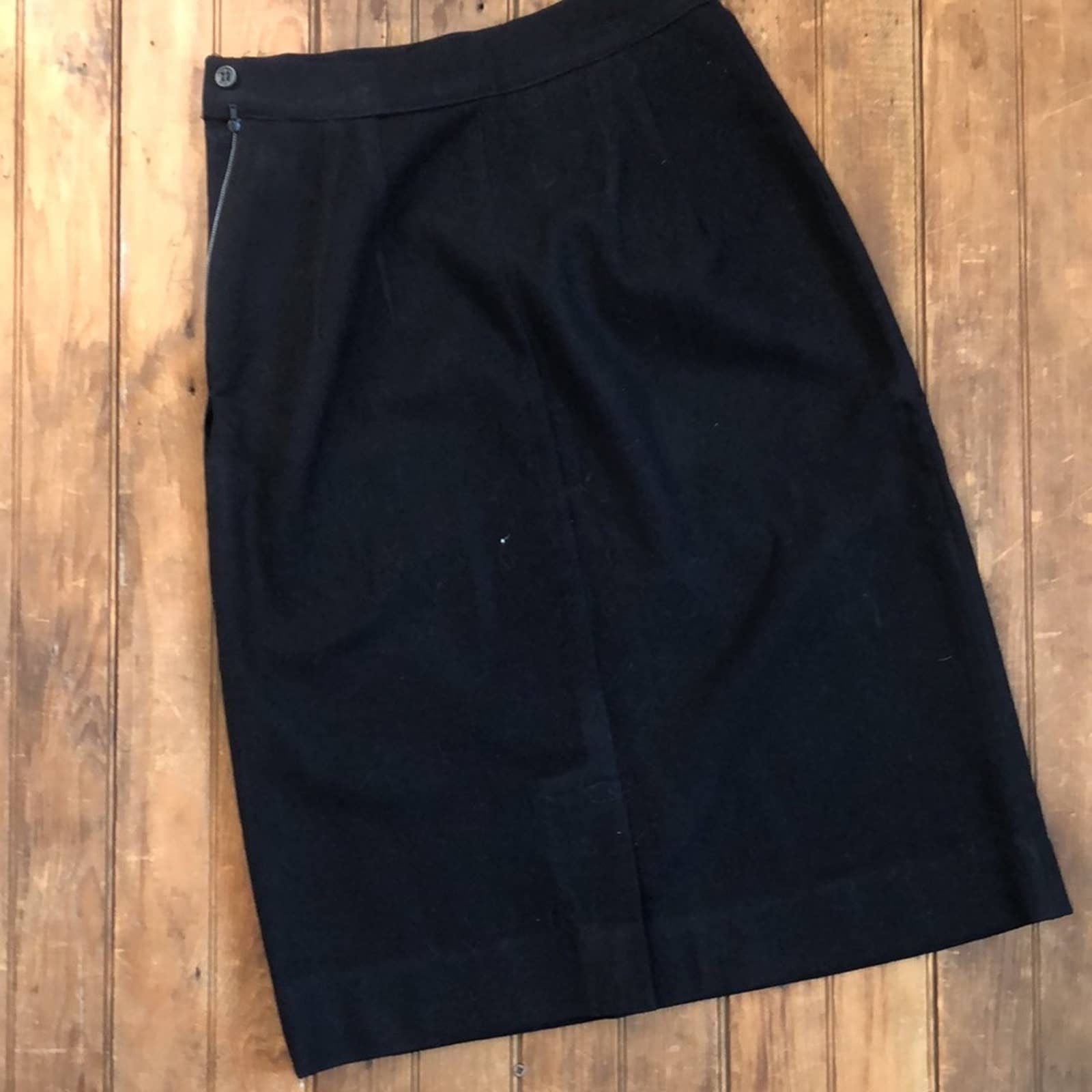Vintage Slate Wool Pencil Skirt