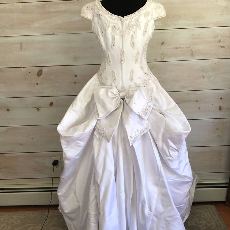 White Beaded Wedding Dress by Eva Haynal Forsyth and Etsy