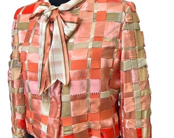 Vintage 1980s Women’s Fiandaca Couture Jacket Alfred Fiandaca ribbon coat