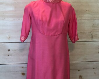 Vintage 1960s pink gown slender Barbiecore prom