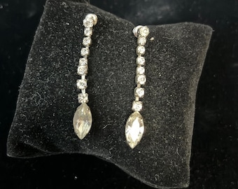 Vintage 80s drop earrings dangle rhinestones formal