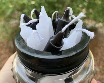 Black and White SPELL CANDLES | Mini Chime & Altar Candle (2 or 4 set)
