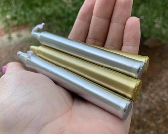 Gold und Silber ZAUBERKERZEN | Mini-Glockenspiel & Altarkerze (3er Set)