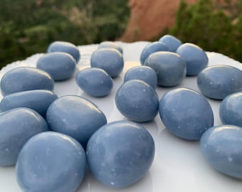 Blue Angelite Tumbled | COMMUNICATION STONE