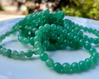 Pulsera de aventurina verde / PROSPERIDAD Y SUERTE / Pulseras curativas de piedras preciosas naturales de 8 mm