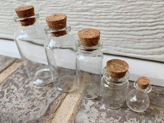Set Of 6 Mini Jars Small Glass Bottles With Cork Stopper (30Ml
