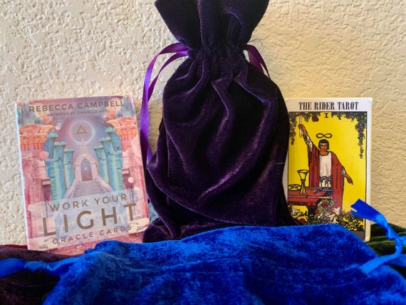 VELVET TAROT BAG | 6x9" Pouch | Runes or Rune Set | Tarot Dice | Oracle or Tarot Cards