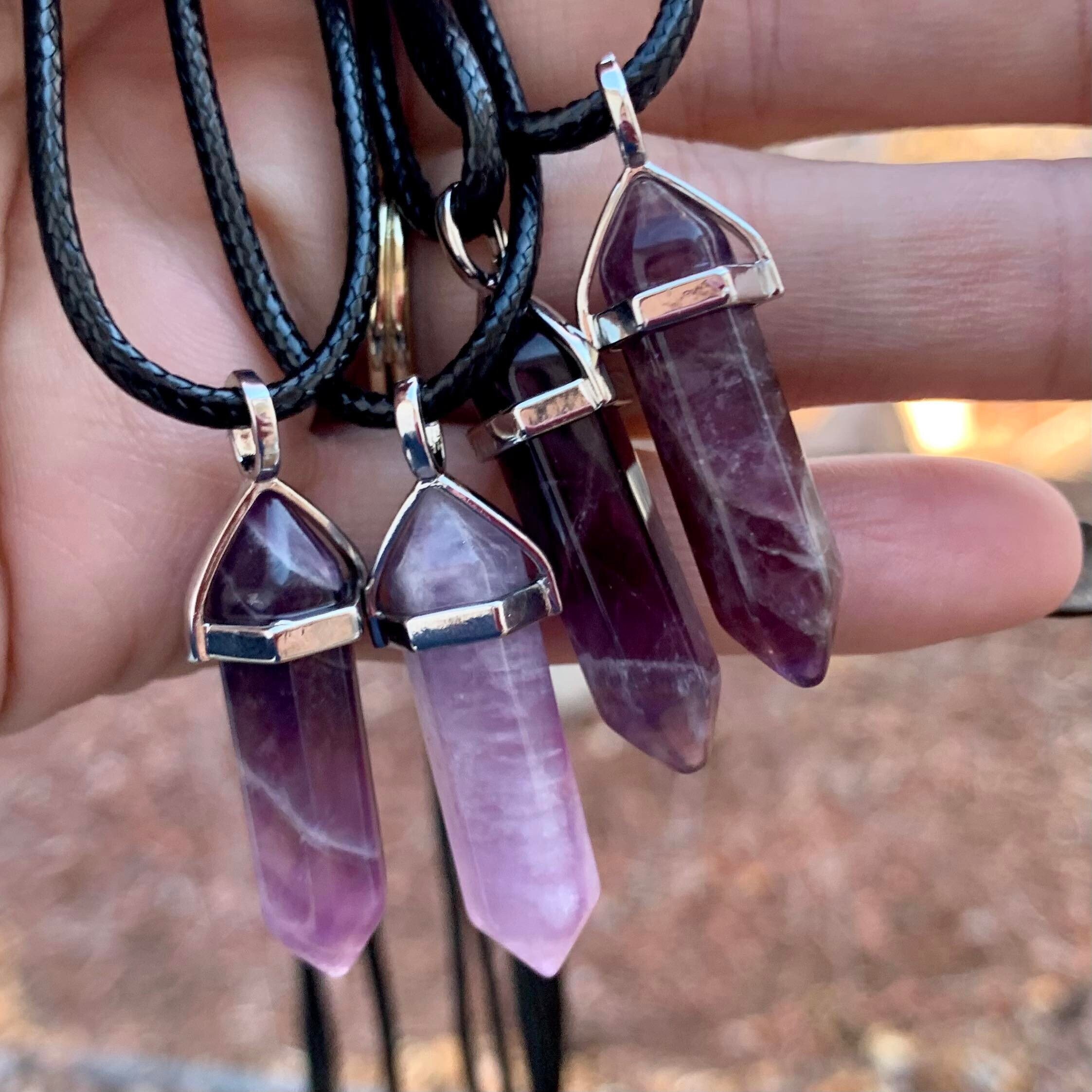 Fake amethyst necklace hot sale