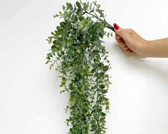 Hanging Eucalyptus Bush 32&quot; - High Quality Artificial Hanging Plant - Faux Eucalyptus