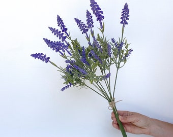 Faux Lavender Bush - Artificial Greenery, Fake Lavender Branches - Artificial Flowers -  Centerpieces Bouquets,  Wedding Floral Stems