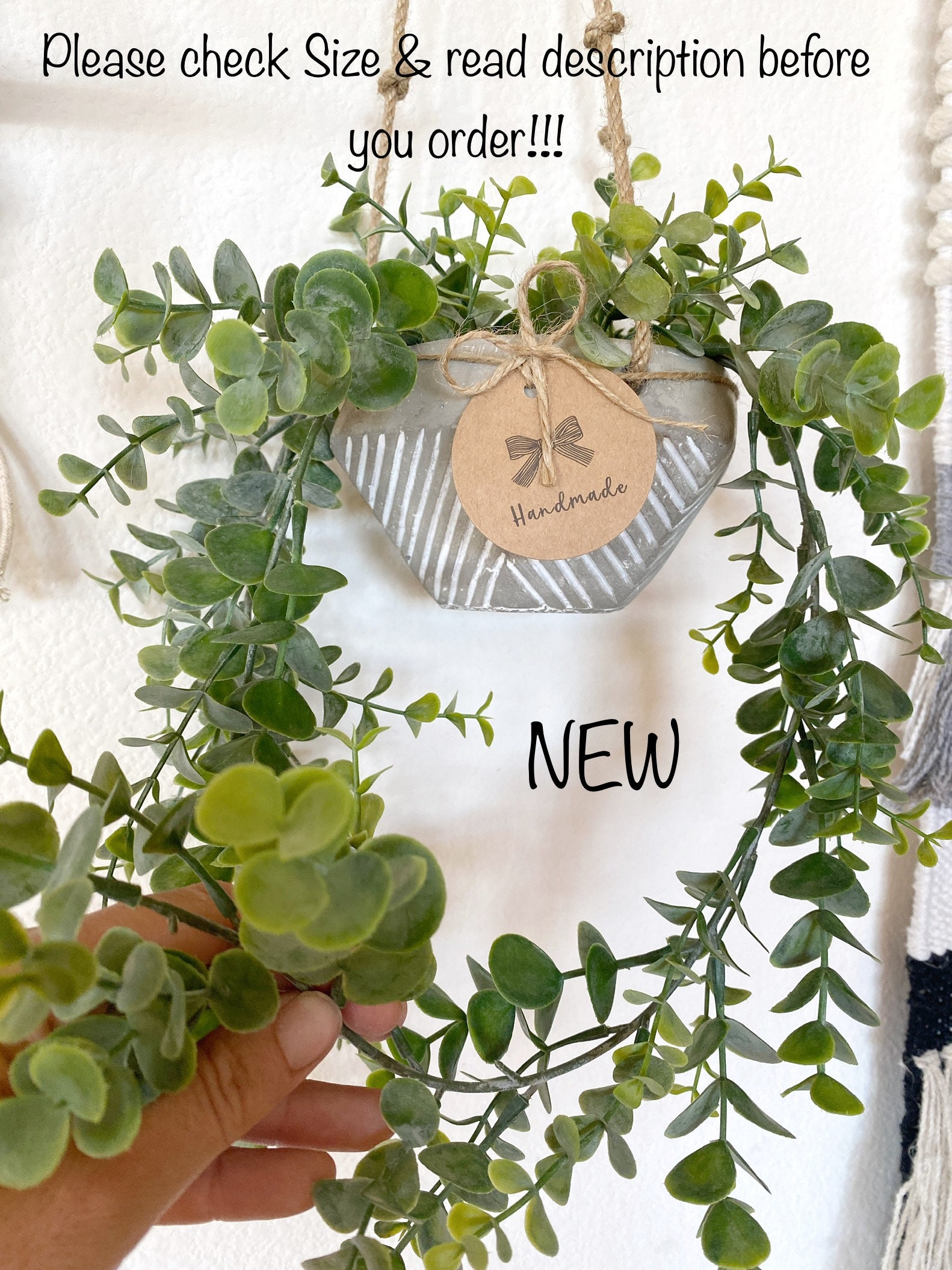 Mr. Bom Künstliche Eukalyptus Hängepflanze – 50 Cm Hoch, Mit Topf, Für Innen- Und Außendekoration