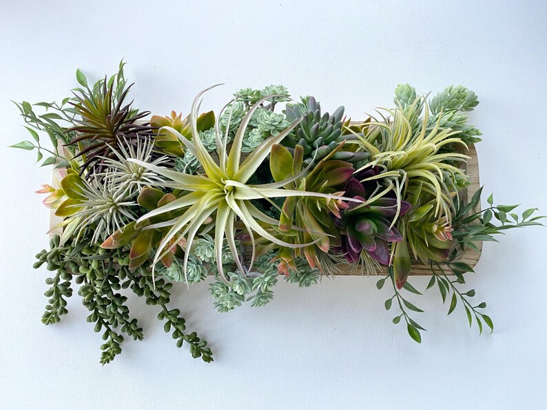 Succulent Table Arrangement in Wooden Tray - Real Touch Succulent ...